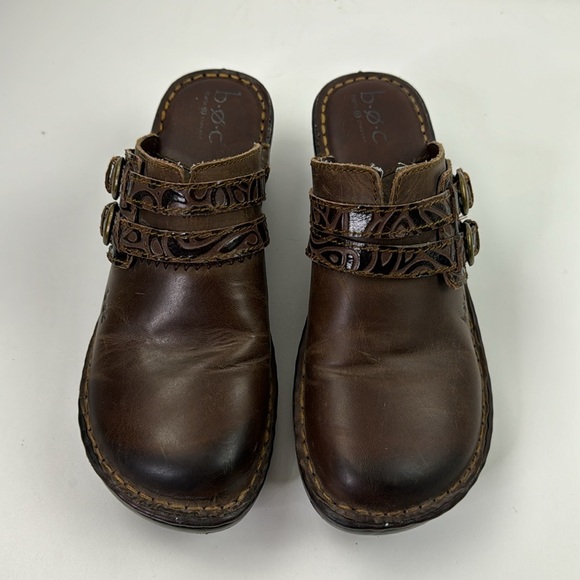 b.o.c. brown leather slip on clog mule shoes - Picture 3 of 14